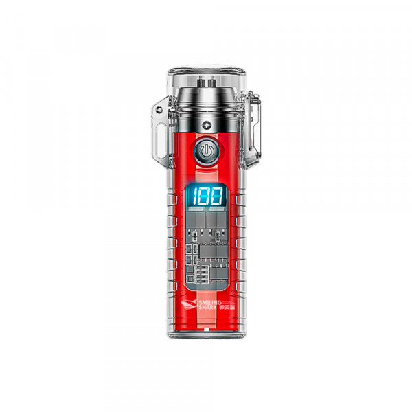 Запальничка дугова з ліхтариком KY-RD, LED 3 режими, Li-ion 260mAh, Type-C, IP56, 95x28mm, Red, BOX