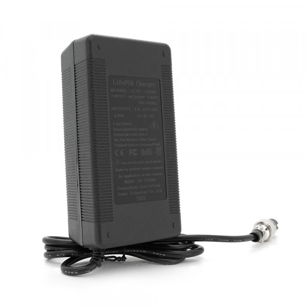 Зарядний пристрій акумуляторів LiFePO4 12V (14.6V), 4S,10A, штекер GX16, з індикацією, 133х67х45mm, 0.3kg
