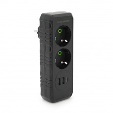 Розетка трійник із заземленням F103-Black, 2 розетки+2USB+1Type-C, 2500W, 10A, 110-250V~Max, Blister