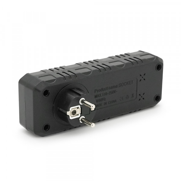 Розетка трійник із заземленням F103-Black, 2 розетки+2USB+1Type-C, 2500W, 10A, 110-250V~Max, Blister