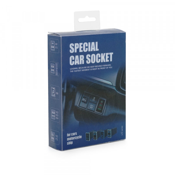АЗУ врізне 60W-D01T03-С, PD+QC, Type-C: 30W, USB: 30W, LED підсвічування, комплект дротів з роз'ємами, 33x22х58mm, Black