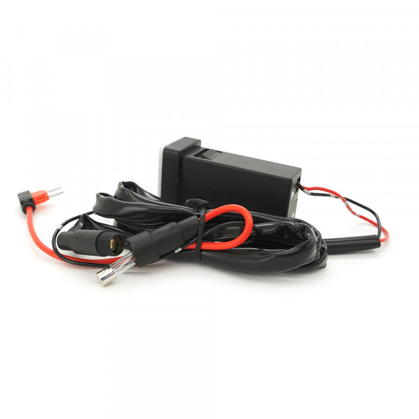 АЗУ врізне 130W-D01T03-Fuse, PD+QC, Type-C: 100W, USB: 30W, LED підсвічування, комплект проводів з роз'ємами та запобіжником, 33x22х58mm, Black