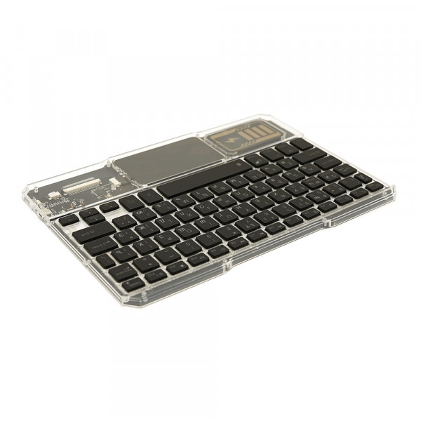 Клавіатура бездротова YT-K333, розкладна, 78 клавіш, Touchpad, (Eng/Pyc), 2.4G, вбудований акумулятор, 245x165mm, Black/Transparent, Box