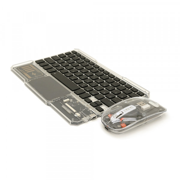 Бездротовий комплект YT-KB333 (KB+Mouse), (Eng / Pyc), 2.4G, 78 клавіш, Black/Transparent, Box