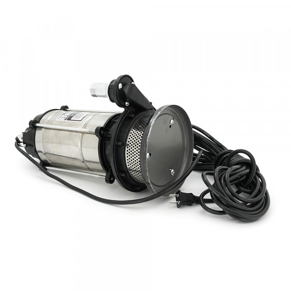 Занурювальний насос, 370W, 220V, 2 м³/год, підйом 10 м, 25мм, нержавіюча сталь, 380х195х200мм, 4,3 кг + перехідник