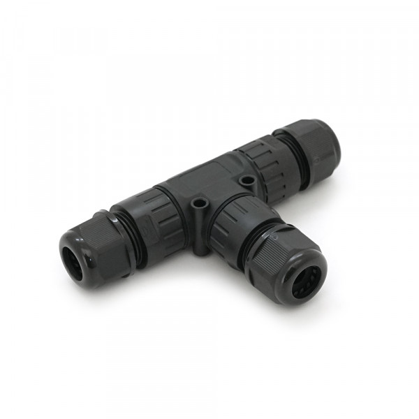 Кабельний T-розгалужувач EW-P20T-3P, під кабель 5-9 мм, 16A, 450V, Black