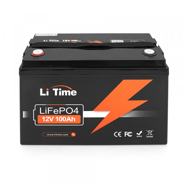 Акумуляторна батарея Li-TIME LiFePO4 12.8V 100Ач 1280Wh,(100/100A) M8, 329*172*214mm