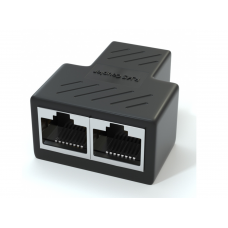 Розгалужувач RJ45 8P8C мама / 2 Х мама RJ45 для розгалуження кабелю, екранований, чорний, Q100