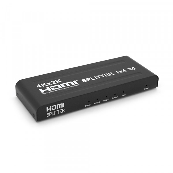 Активний HDMI сплітер 1=>4 порти, 4K, 2K, 3D, 1080Р, 1,4 версія, DC5V/2A, Metal, Box