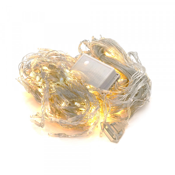Гірлянда 400LED Водоспад (White Hot), 8 режимів, 3*2метри, прозора ізоляція, BOX