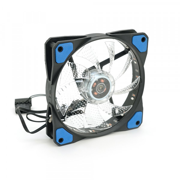 Кулер корпусний 12025 DC sleeve fan 3pin + 4pin - 120*120*25мм, 12V, 1100об/хв, Blue