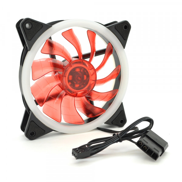 Кулер корпусний 12025 DC sleeve fan 3pin + 4pin - 120*120*25мм, 12V, 1200об/хв, Red, двосторонній