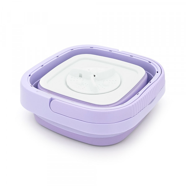 Пральна машина H576 MINI P, складана, 9л, 12В, 25Вт, 1.2кг, LED-індикатор, електронне управління, 29,5*29,5(14.5)мм, пластик, фіолетовий