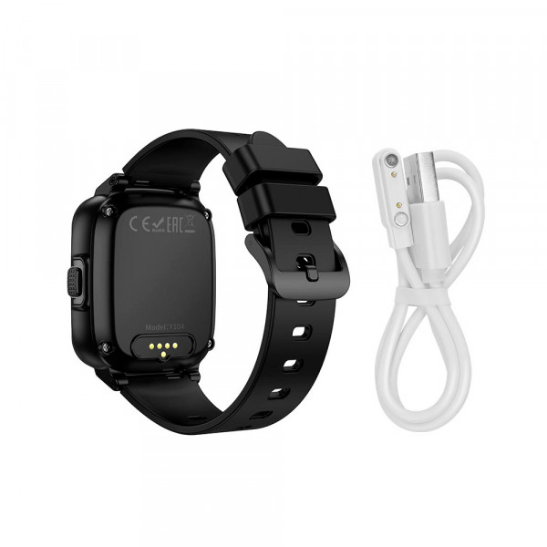 Дитячий смарт годинник Hoco Y104, 4G, GPS, Wi-Fi, HD камера, 1.69" HD-дисплей, дзвінки, відеодзвінки, голосові повідомлення, Black, Box
