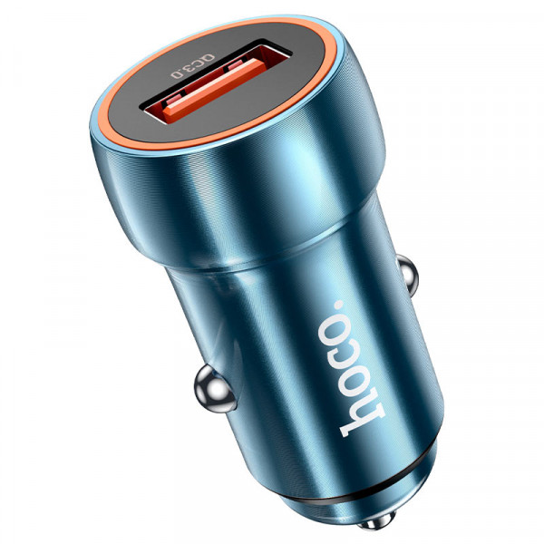 Набір АЗУ 12-24V HOCO Z46 + кабель MicroUSB, 1xUSB, 18W, кабель 1м, Blue, Box