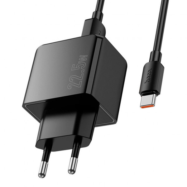 Набір СЗУ 110-240V HOCO CS17A+ кабель Type-C, 1xUSB, 22.5W, 1м кабель, Black, Blister