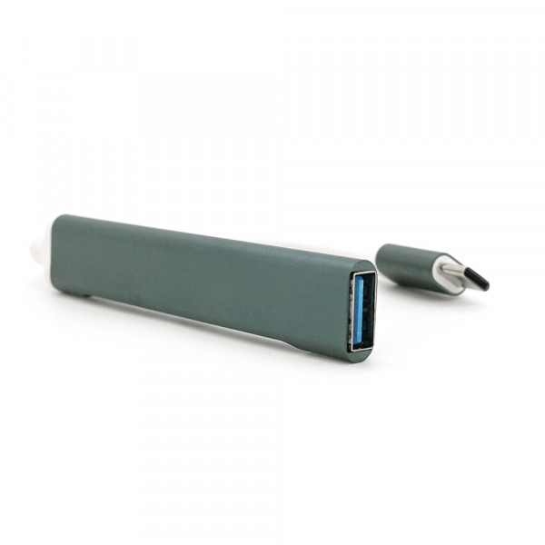 Хаб Type-C, 4 порти USB 3.0, 10 см, Black, Blister