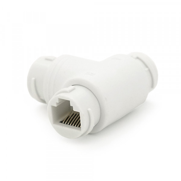Розгалужувач RJ45 8P8C IP68 мама/2 Х мама RJ45 для розгалуження кабелю, білий, водонепроникний, Q100
