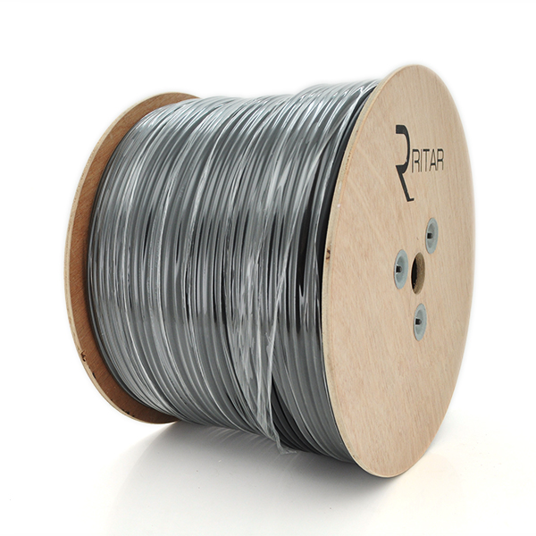 Кабель коаксіальний з живленням RITAR B305-RG690CCA + 2x0.5mm CU, 1,02 мм.CCA, 64x0.12m CCA, 75 Ом, FPE, оболонка 6,91мм чорні PVC, котушка 305м Q1