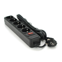 Мережевий подовжувач Maxxter SP5, 220В 10А, 5 розеток, 3 м, Black, Q30