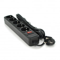 Мережевий подовжувач Maxxter SP5, 220В 10А, 5 розеток, 3 м, Black, Q30