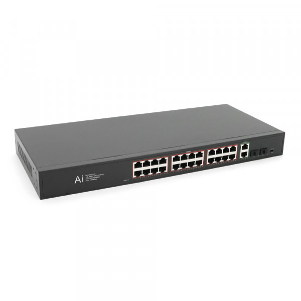 POE комутатор гігабітний Merlion 24 POE + 2 RJ45 + 2 SFP 10/100/1000 вбудований блок живлення 52V 6.15A