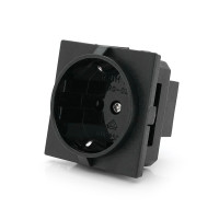 Розетка врізна з заземленням E-08, Input: AC 100-250V 16A, Black