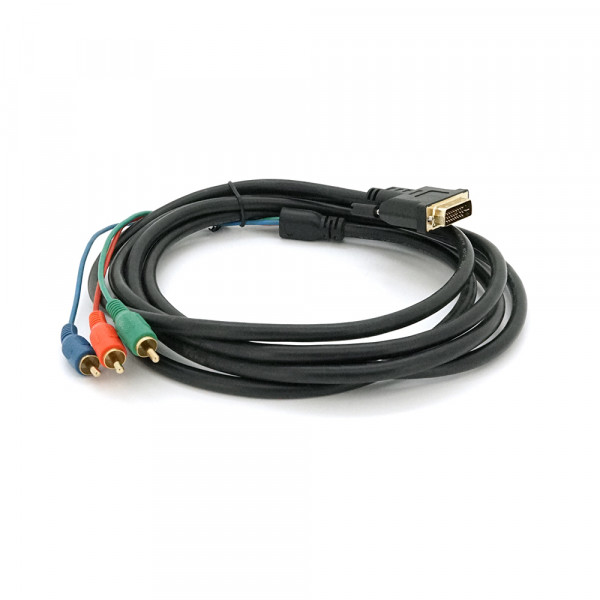 Кабель DVI (тато)-3RCA (тато), 3m, 2 ферит, Black, ОЕМ