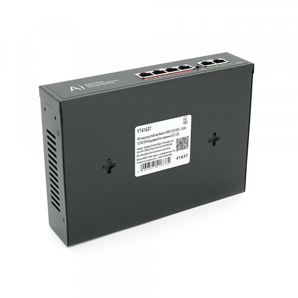 POE комутатор гігабітний Merlion 4 POE 10/100/1000 + 2 RJ45 10/100/1000 вбудований блок живлення 52V 1.25A