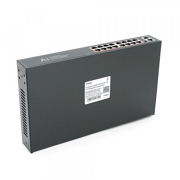 POE комутатор гігабітний Merlion 16 POE 10/100/1000 + 2 RJ45 10/100/1000 вбудований блок живлення 52V 4.8A