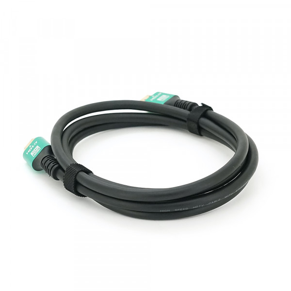 Кабель Merlion HDMI-HDMI 8K Ultra HD (7680x4320P), 1.5m, v2,1, круглий Black, коннектор Blue, Blister-box, Q100