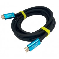 Кабель Merlion HDMI-HDMI 4Kx2K Ultra HD, 15.0m, v2,0, круглий Black, коннектор Blue, Blister-box, Q20