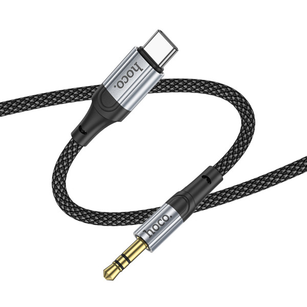 Кабель HOCO UPA26 DC3.5 (тато) => Type-C (тато), круглий в обплетенні, 1м, Black, Box