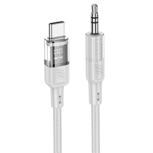 Кабель HOCO UPA27 DC3.5 (тато) => Type-C (тато), круглий в обплетенні, 1.2м, Gray, Box