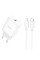 Набір СЗУ 110-240V HOCO C104A + кабель Lighting, 1xUSB-C, PD20W, кабель 1м, White, Box