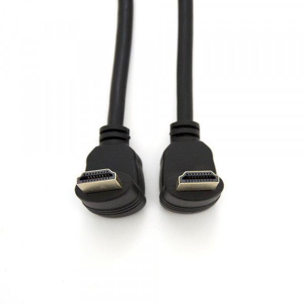 Кабель MerlionHDMI-HDMI 1.0m, v1.4, OD-7.5mm, круглий Black, коннектор Black 90 ° кутовий / 90 ° кутовий