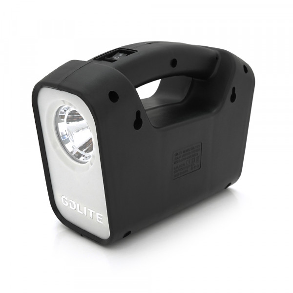 Переносний ліхтар GD-3+ Solar, 1+1 режим, вбудований акум, 3 лампочки 3W, USB вихід, Black, Box
