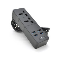 Мережевий фільтр ТВ-Т07, 2 розетки + 4 USB, 2 м, перетин 3х0,75мм, 2500W, Black, Box