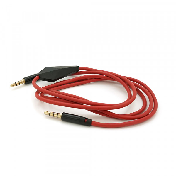 Кабель AUX з мікрофоном Audio DC3.5 тато-тато 1.0м, CCA Stereo Jack, (круглий) Red cable, Box