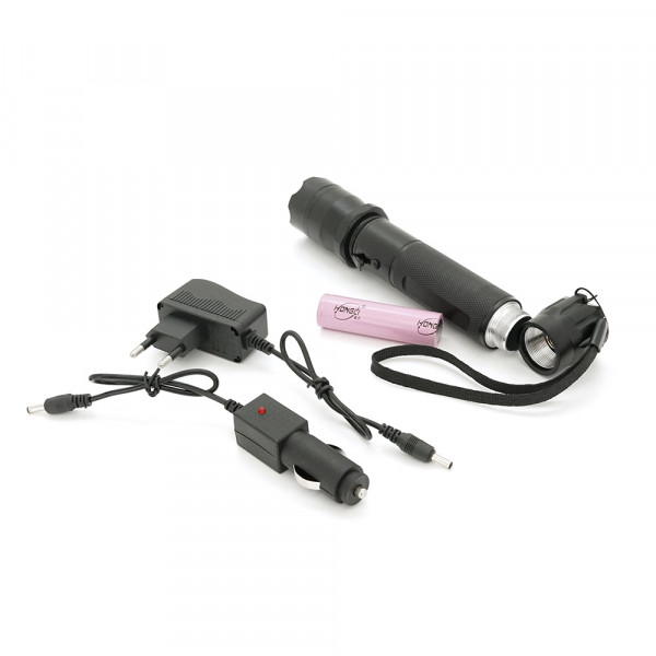 Ліхтар-відлякувач ручний BAILONG BL-1102, 1LED ХPE, струм 20000KV, 3W, 1 режим, 18650/2800mah, Black, IP44, СЗУ+АЗУ, 196х36х32мм, BOX