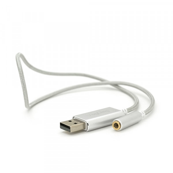Перехідник для навушників VegGieg V-K202 USB2.0(M)-Jack3.5(F), Silver, Box