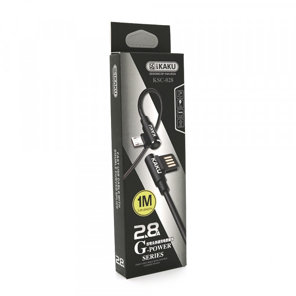 Кабель iKAKU KSC-028 JINDIAN charging data cable for micro, Black, довжина 1м, 2.4A, BOX