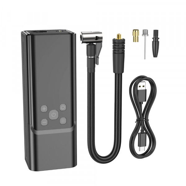 Портативний повітряний насос HOCO ZP7, до 10 атм, вбудований акумулятор 5000mAh, ліхтарик, Black, Box