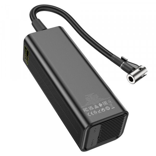Портативний повітряний насос HOCO ZP7, до 10 атм, вбудований акумулятор 5000mAh, ліхтарик, Black, Box