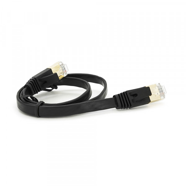 Патч-корд литий плоский WEEPDA, UTP, RJ45, Cat.7, 0.5m, Cu, чорний