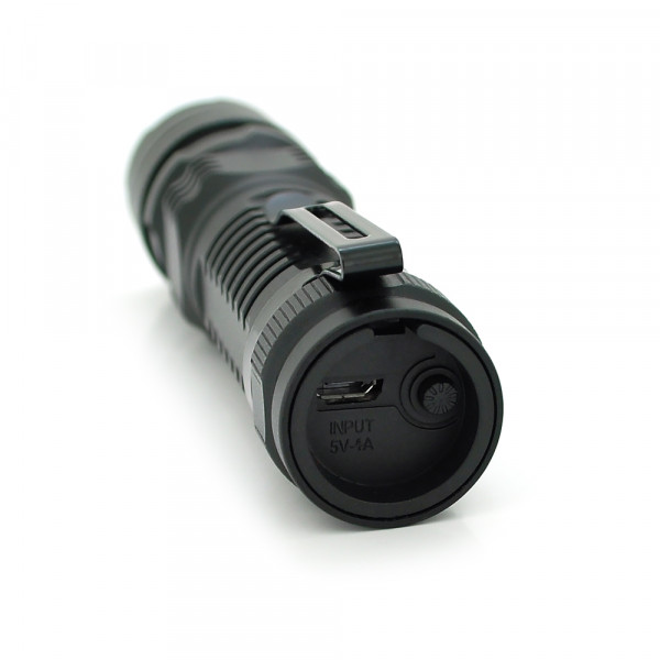 Ліхтар ручний POWERMASTER MS-811, 1LED Cree Q5, 10W, 3 режими, ZOOM, 18650/2400 вбудований, Black, IP44, microUSB, 121х29х25мм, BOX