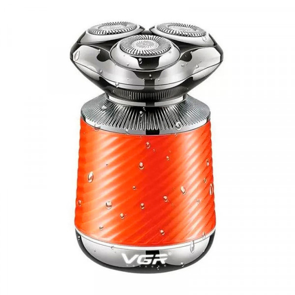 Електробритва VGR V-391 ORANGE, 3 насадки, IPX7, LED display, Box