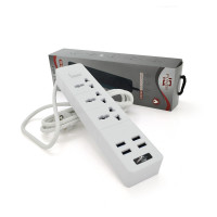 Мережевий фільтр ТВ-Т08, 3 розетки + 4 USB, 2 м, перетин 3х0,5мм, 2500W, White, Box