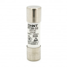 Плавкий запобіжник CHINT-RT28-32 (RO15) 25A 500AC, 10×38mm, змінної напруги, 20 штук в упаковці, ціна за 1 штуку