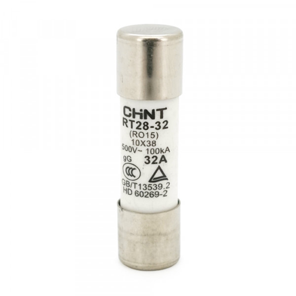 Плавкий запобіжник CHINT-RT28-32 (RO15) 25A 500AC, 10×38mm, змінної напруги, 20 штук в упаковці, ціна за 1 штуку